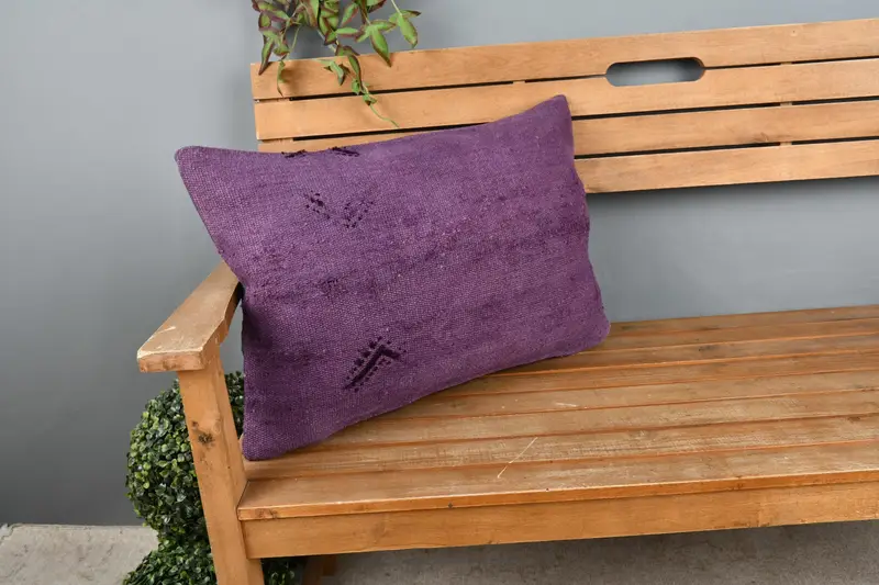Gift Pillow, Colorful Cushion, 16x24 Purple Pillow, Throw Kilim Pillow, Decorative Throw Pillow Case, Vintage Kilim Pillow, Cushion Cover - 1
