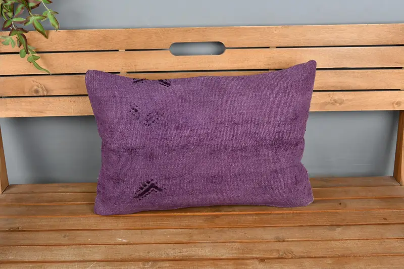 Gift Pillow, Colorful Cushion, 16x24 Purple Pillow, Throw Kilim Pillow, Decorative Throw Pillow Case, Vintage Kilim Pillow, Cushion Cover - 6