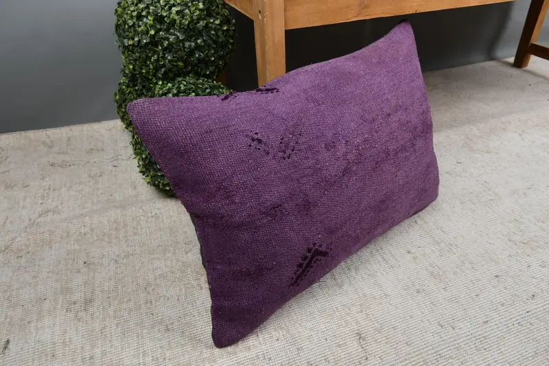 Gift Pillow, Colorful Cushion, 16x24 Purple Pillow, Throw Kilim Pillow, Decorative Throw Pillow Case, Vintage Kilim Pillow, Cushion Cover - 7