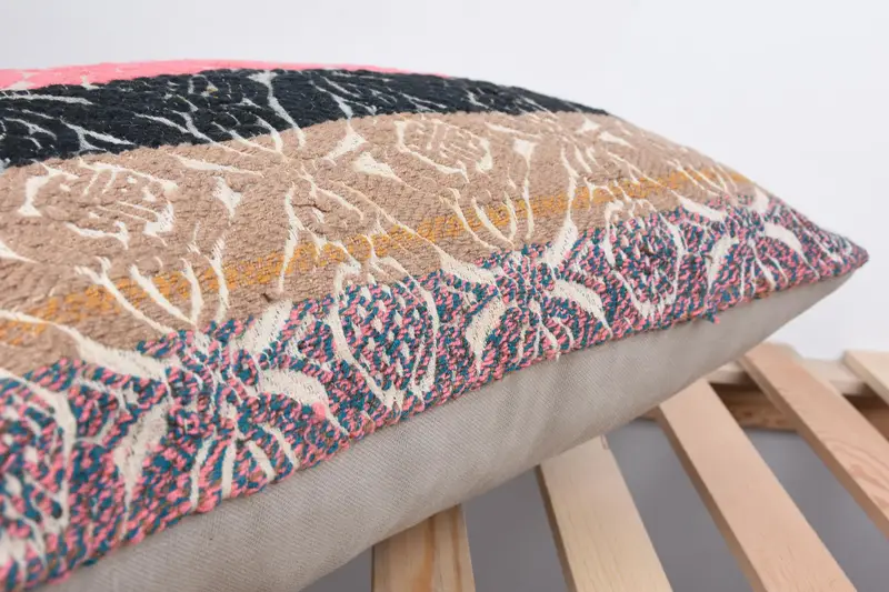 Pillow Cover, Vintage Kilim Throw Pillow, Interior Designer Pillow, 16x24 Pink Pillow Case, Kilim Pillow Cover, Neutral Throw Pillow Sham - 7