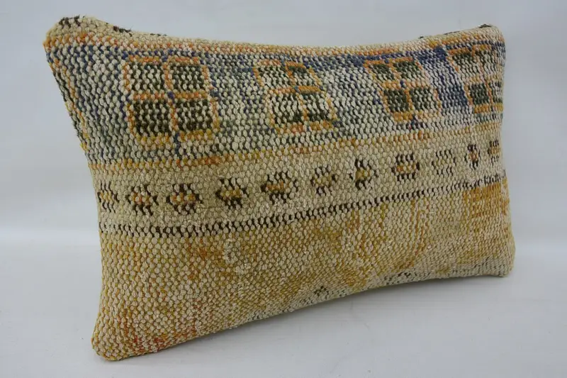 Kilim Cushion Sham, Turkish Corner Pillow Case, Knitted Cushion, 12x20 Beige Cushion Cover, Pillow Case, Vintage Pillow, Boho Pillow - 2