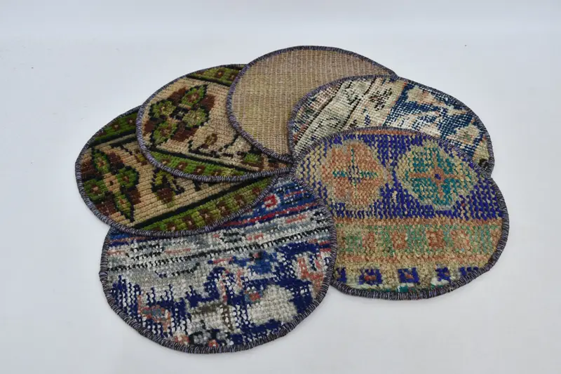 Mantel individual Bohemian Circle, lana de algodón naranja y bronce