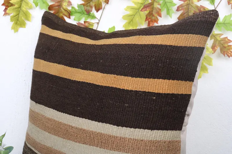 Antique Pillows, Ethnic Throw Cushion Case, Pillow Sham, Gift Pillow, 24x24 Brown Cushion Cover, Christmas Cushion, Vintage Kilim Throw Pillow - 5