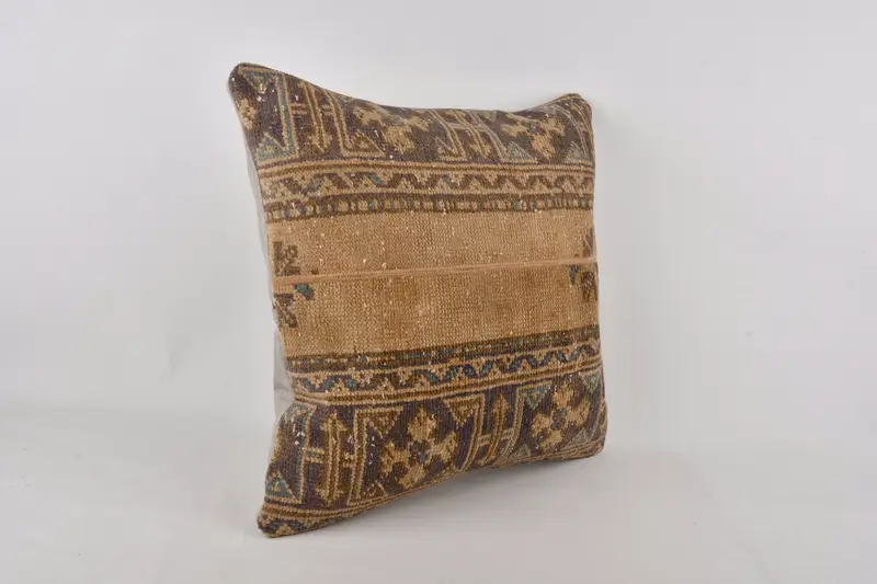 Handmade Kilim Cushion, Handmade Pillow Sham, Vintage Pillow, Boho Pillow, Pillow Cover, Kilim Rug Cushion, 24x24 Orange Cushion Cover - 2