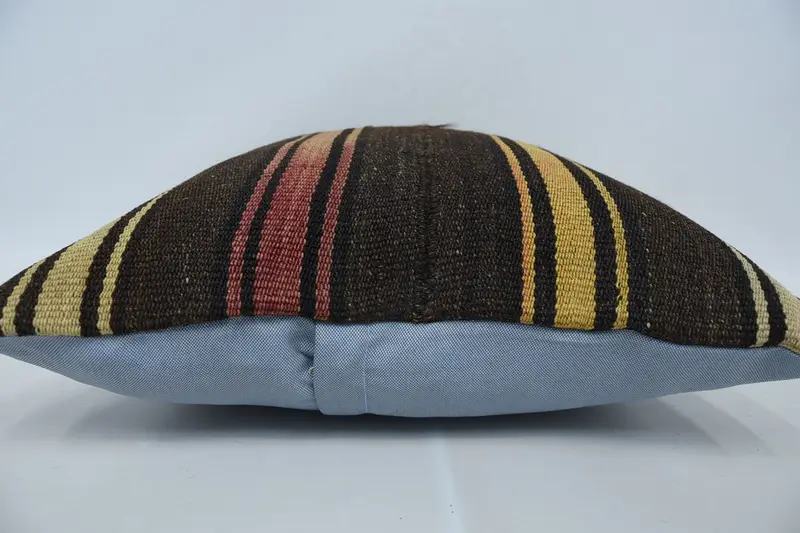 Gift Pillow, Cushion, Vintage Kilim Pillow, Ethnical Kilim Rug Pillow, Ethnic Throw Pillow Case, Pastel Pillow Cover, 20x20 Brown Cushion Cover - 5
