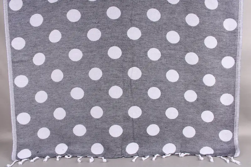 Monogram Beach Towel Black Polka Dot, Turkish Cotton, 40x71 Inches