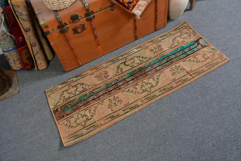 Alfombra turca Oushak de 1,7x4,4 pies, lana de alfombra vintage patchwork marrón - 1
