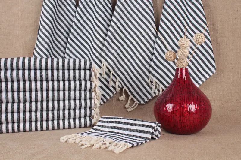 Face Towel Hand Towel Striped Beige 24x42 Inches Organic Cotton