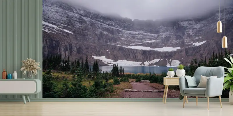 Glacier National Park Paper Art, moderne Wanddekoration, Bauernhaus -Wandplakat, Wandkunstdekor, Landschaftspapierhandwerk, Wandtattoos Wandbilder, - 3