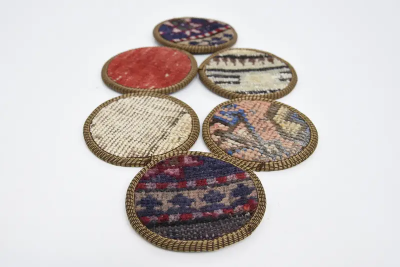 Bohemian Round Coaster, Red and Bronze Ethnic Coaster
