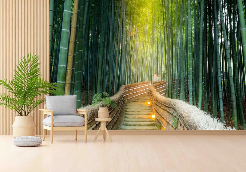 Bedruckte Kyoto-Bambuswald-Tapete: Entfesselte Eleganz der Natur