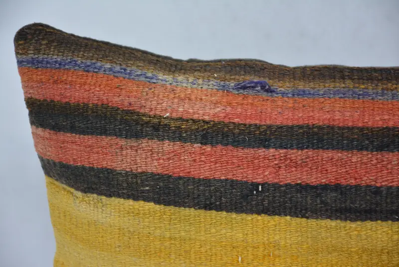 Pastel Cushion, Turkish Kilim Pillow, Pillow Sham, Antique Pillows, 12x24 Yellow Cushion Case, Ethnical Kilim Rug Pillow - 2