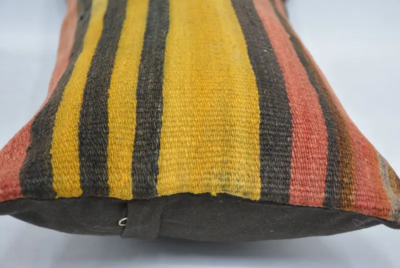 Pastel Cushion, Turkish Kilim Pillow, Pillow Sham, Antique Pillows, 12x24 Yellow Cushion Case, Ethnical Kilim Rug Pillow - 5