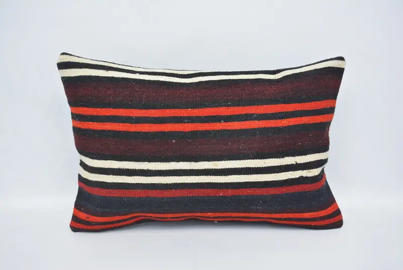 Ethnical Kilim Rug Pillow, Pillow, Turkish Pillow, 16x24 Orange Pillow, Vintage Kilim Throw Pillow, Nomadic Pillow, Decorative Pillow - 1