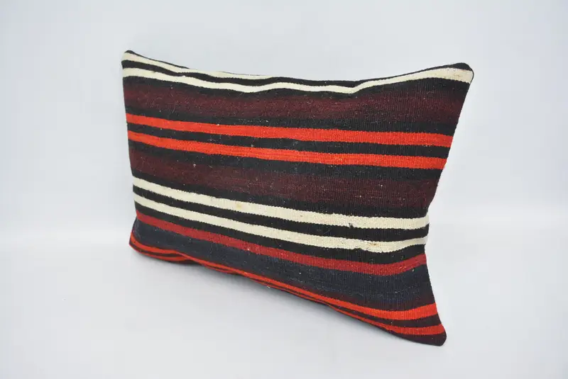 Ethnical Kilim Rug Pillow, Pillow, Turkish Pillow, 16x24 Orange Pillow, Vintage Kilim Throw Pillow, Nomadic Pillow, Decorative Pillow - 4