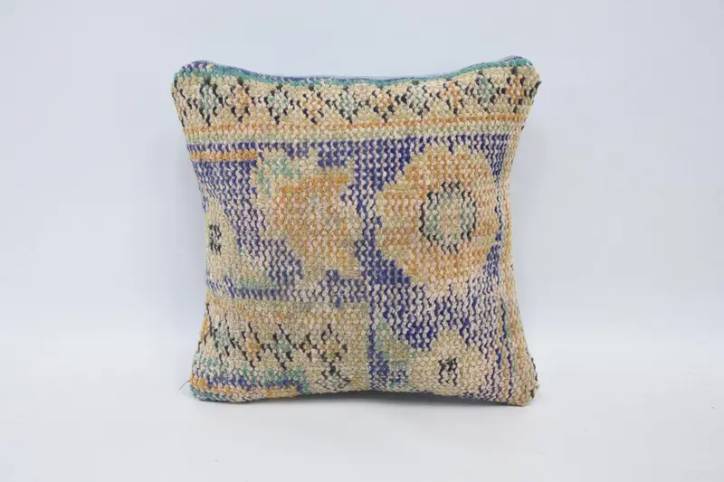 Seasonal Decor Vintage Orange Pillow, Moroccan 12x12 inch Small Square Cushion Cover - 1