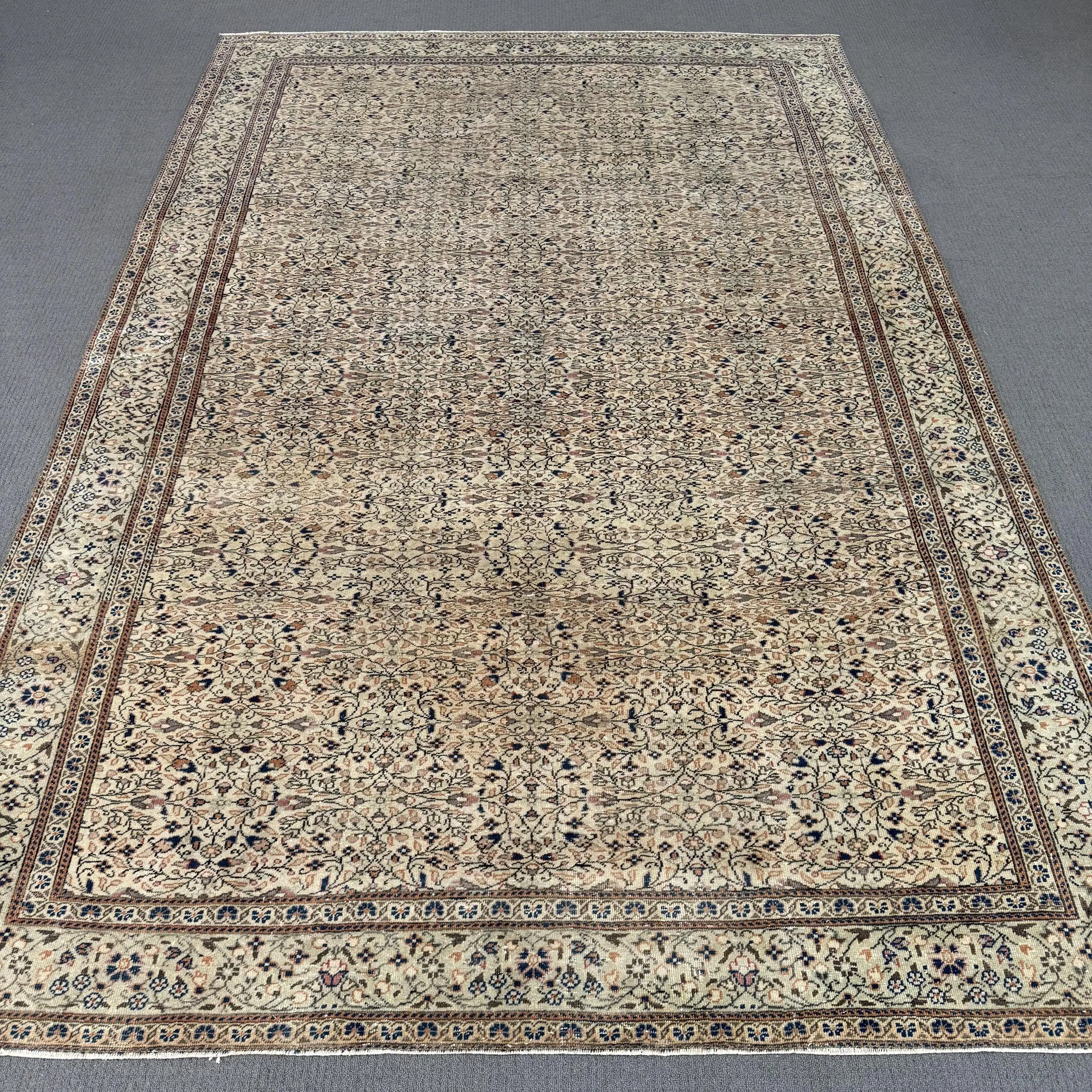 Türkischer großer Teppich, 6,2x9,5 ft Vintage Teppich, brauner Wollteppich - 1