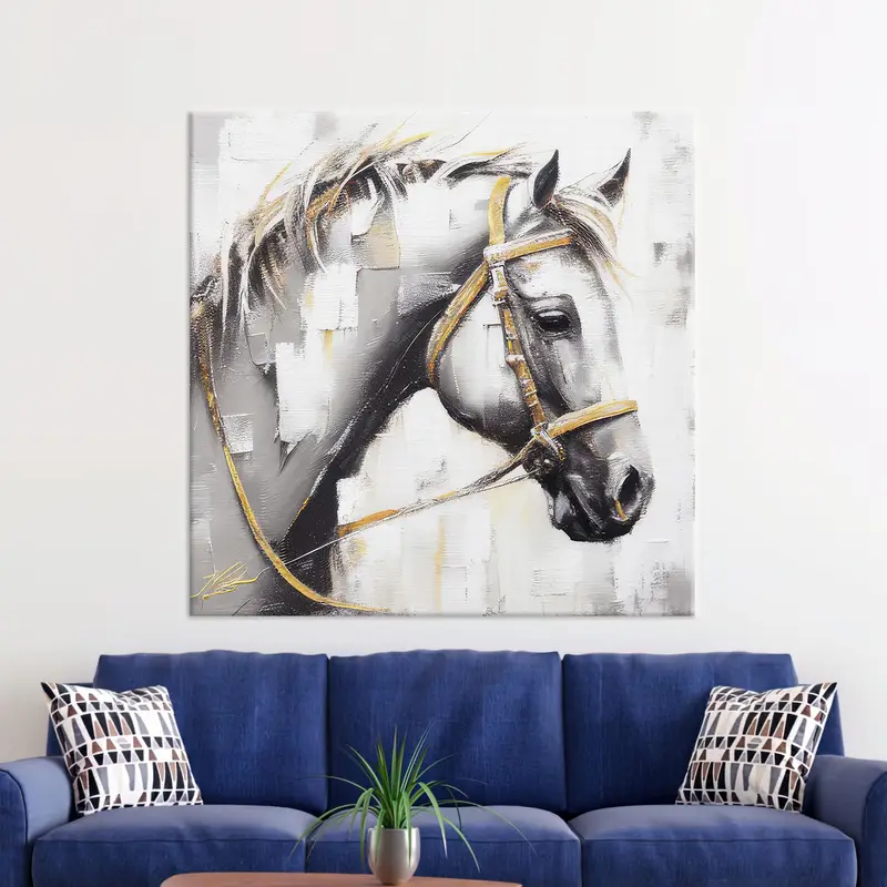 Modern Abstract Horse Canvas: Luxury Art for Horse Lovers