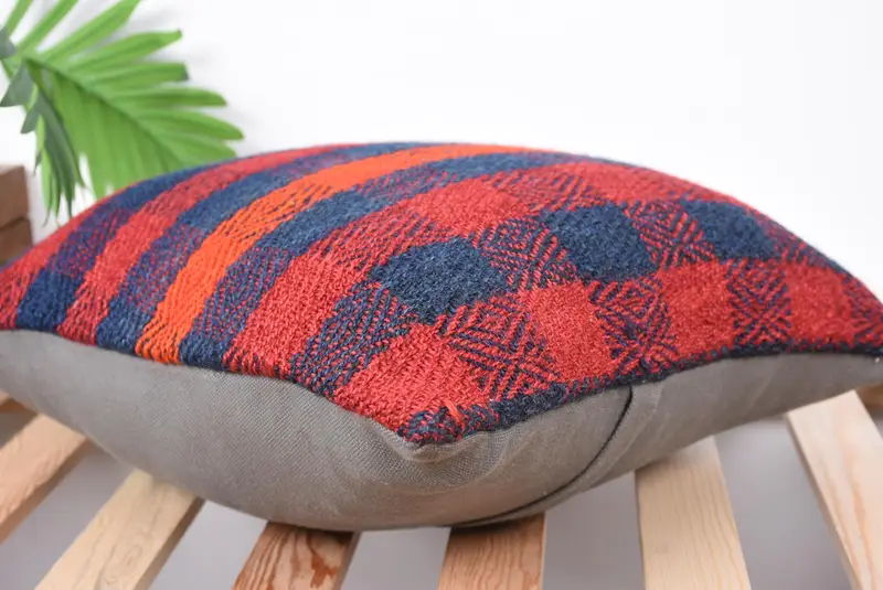 Ethnic Pillow, Handmade Kilim Cushion, Cushion, Comfy Throw Pillow Cover, Vintage Pillow, Interior Designer Pillow, 16x16 Red Pillow Case - 6
