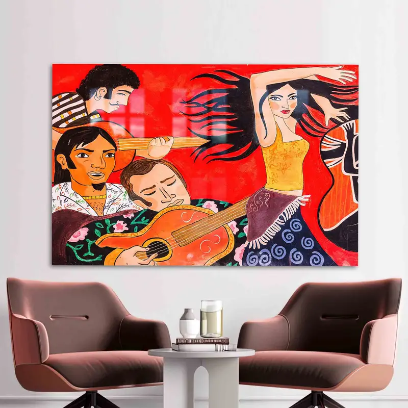 Elegant Printed Glass: Abstract Jazz Music for Modern Musicians