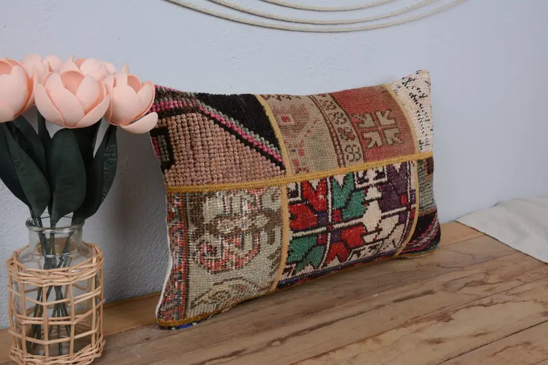 12x20 Red Pillow Cover, Ethnical Kilim Rug Pillow, Pillow Cover, Throw Kilim Pillow, Indoor Pillow Sham, Kilim Pillow, Patio Pillow - 1