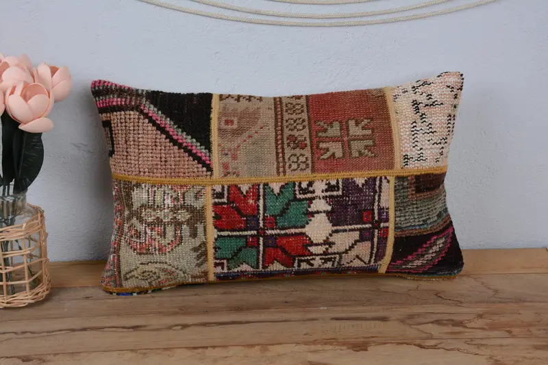12x20 Red Pillow Cover, Ethnical Kilim Rug Pillow, Pillow Cover, Throw Kilim Pillow, Indoor Pillow Sham, Kilim Pillow, Patio Pillow - 2