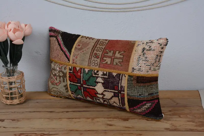 12x20 Red Pillow Cover, Ethnical Kilim Rug Pillow, Pillow Cover, Throw Kilim Pillow, Indoor Pillow Sham, Kilim Pillow, Patio Pillow - 3