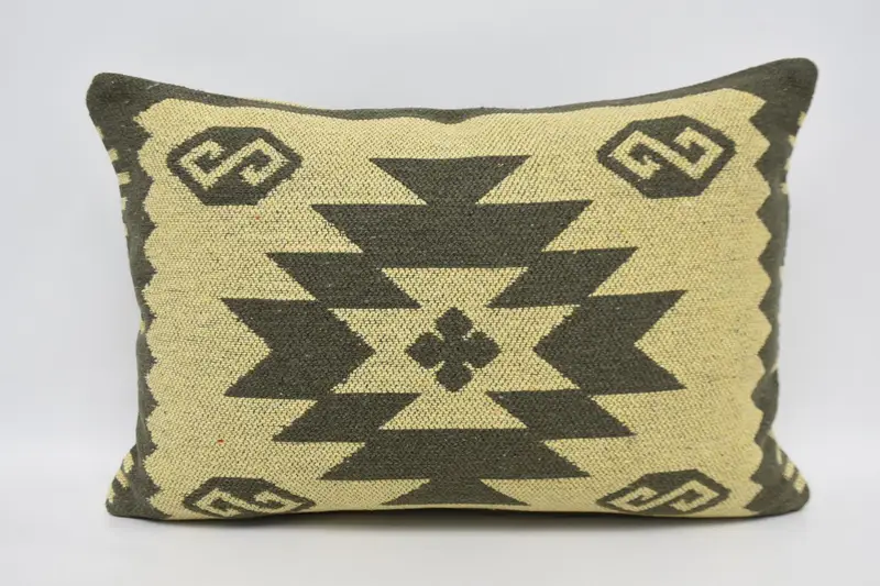 Tribal Pillow Sham, Cotton Cushion Case, Turkish Pillow, Pillow, Kilim Pillow, 16x24 Yellow Pillow, Turkish Kilim Pillow, Neutral Throw Pillow Sham - 5
