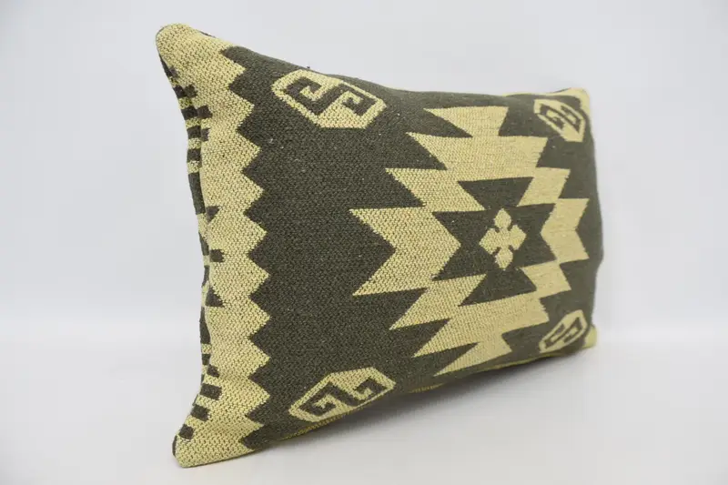 Tribal Pillow Sham, Cotton Cushion Case, Turkish Pillow, Pillow, Kilim Pillow, 16x24 Yellow Pillow, Turkish Kilim Pillow, Neutral Throw Pillow Sham - 3