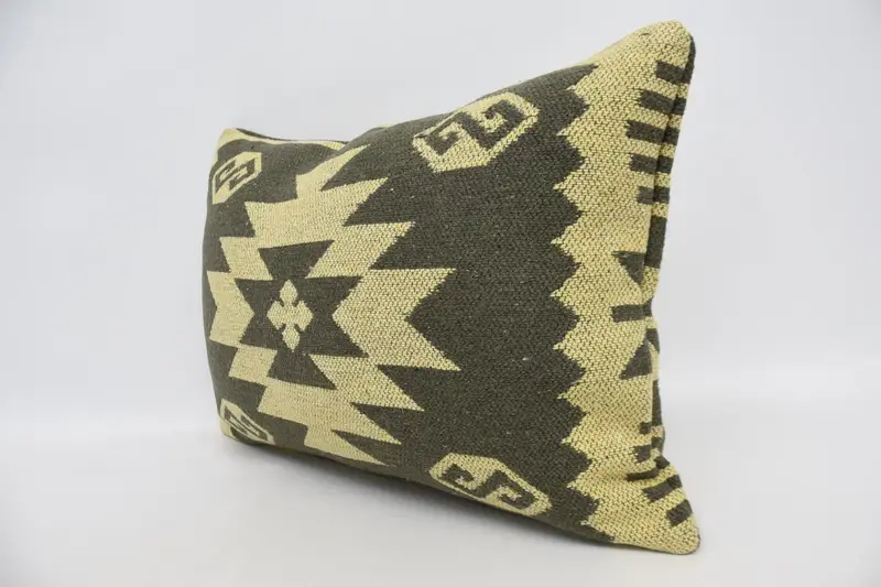 Tribal Pillow Sham, Cotton Cushion Case, Turkish Pillow, Pillow, Kilim Pillow, 16x24 Yellow Pillow, Turkish Kilim Pillow, Neutral Throw Pillow Sham - 4