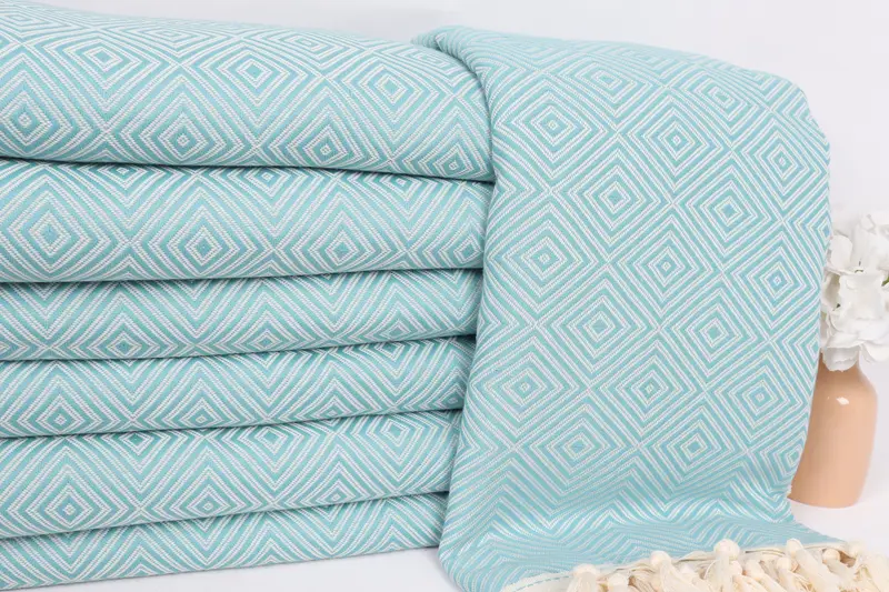 Woven Throw Blanket, 92x80 Cotton Diamond Towel, Merry Christmas Gifts, Bedspread, Organic Beach Blanket, Turkish Blanket Queen, Throw Blanket Couch - 1