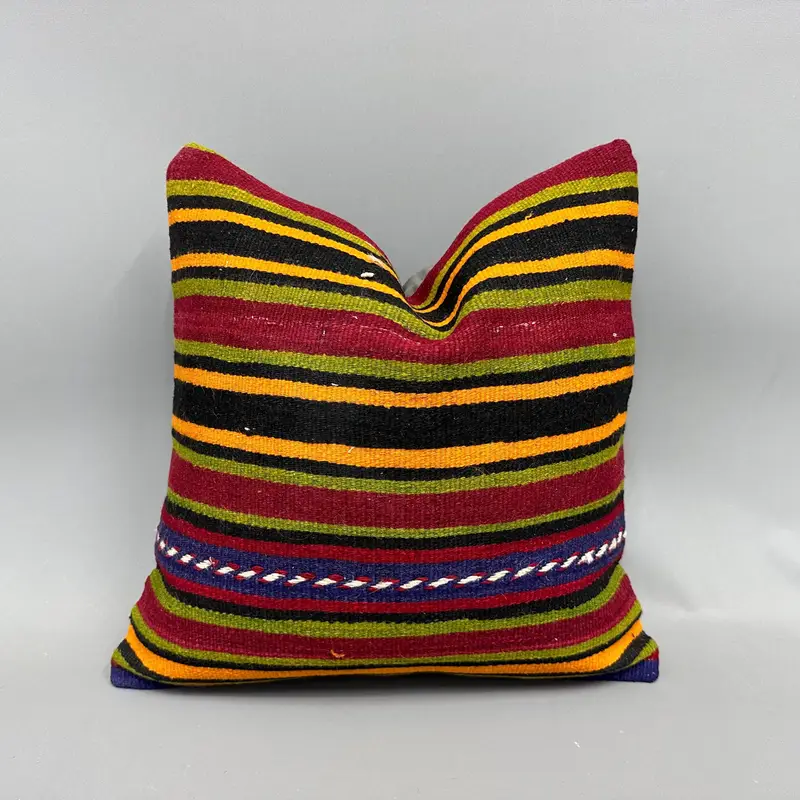 Pillow Cover, Toss Pillow Cover, Accent Pillow Sham, Vintage Pillow, Vintage Kilim Pillow, Kilim Pillow, 18x18 Green Cushion Case - 1