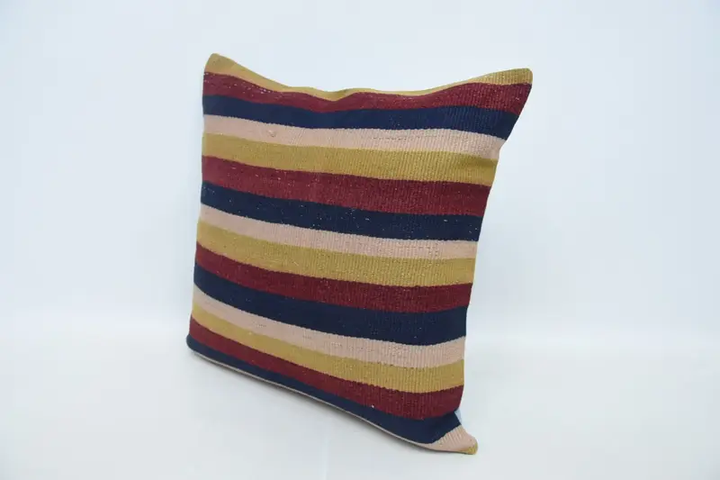 Vintage Throw Pillow Cover, Ethnical Kilim Rug Pillow, Bright Cushion Cover, 24x24 Red Pillow, Cushion Case, Handmade Kilim Cushion, Vintage Pillow - 4