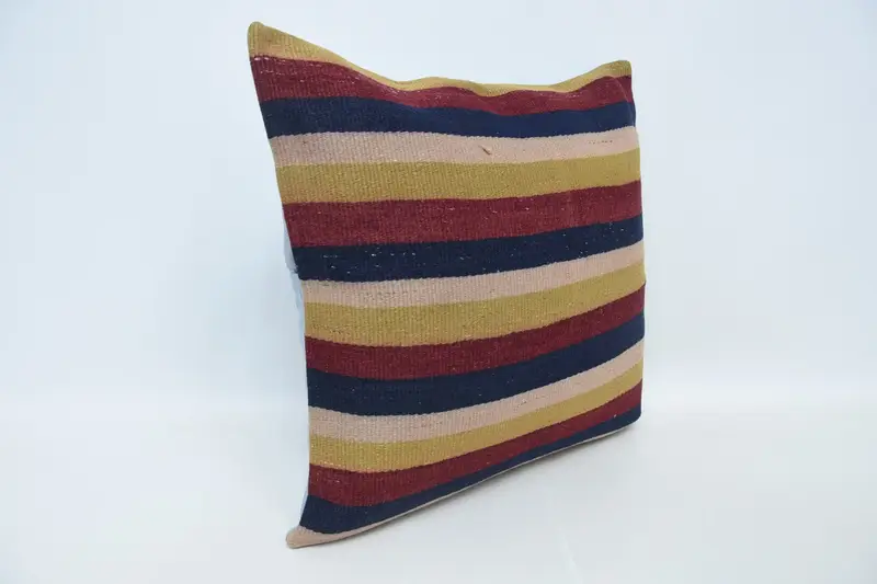Vintage Throw Pillow Cover, Ethnical Kilim Rug Pillow, Bright Cushion Cover, 24x24 Red Pillow, Cushion Case, Handmade Kilim Cushion, Vintage Pillow - 3