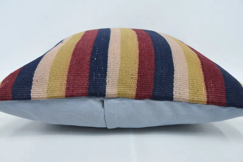 Vintage Throw Pillow Cover, Ethnical Kilim Rug Pillow, Bright Cushion Cover, 24x24 Red Pillow, Cushion Case, Handmade Kilim Cushion, Vintage Pillow - 5