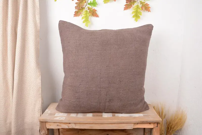 Embroidered Southwestern Throw Pillow, Vintage Brown Cushion