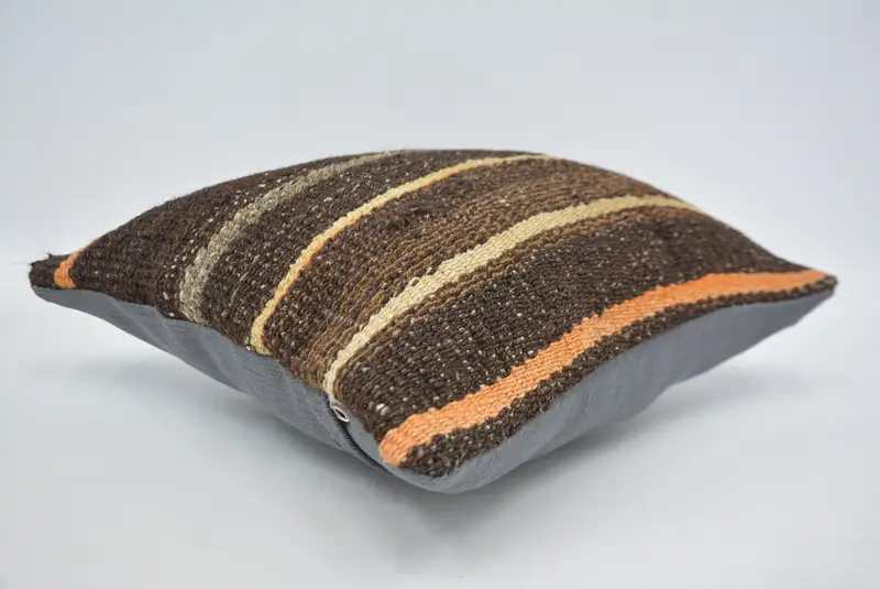 Anatolian Pillow Cover, Pillow Case, Floor Pillow Sham, 14x14 Brown Cushion Case, Ethnical Kilim Rug Pillow, Kilim Cushion Sham, Boho Pillow - 6