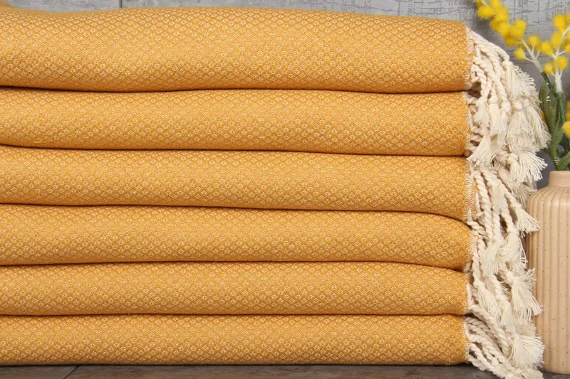 Turkish Towels Bath Mustard Geometric Beige Towel 38x63 Inches