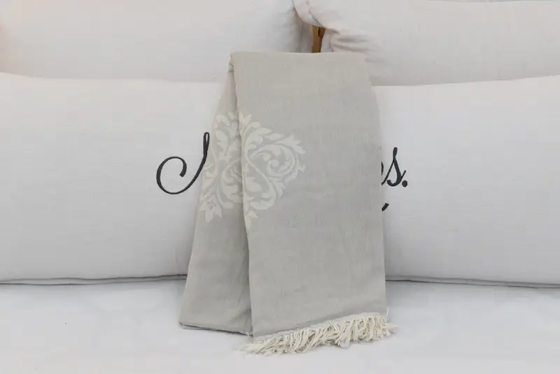 Decorative Blanket, Christmas Gift Blanket, Housewarming Gift, Monogram Blanket, 70x60 Cotton Baroque Towel, Monogram Beach Blanket, Organic Throw - 4