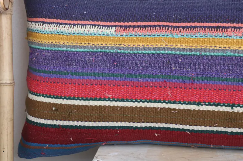 Handmade Pillow Sham, Cushion, Throw Kilim Pillow, Kilim Cushion Sham, Interior Designer Pillow, 16x48 Blue Cushion Cover - 3