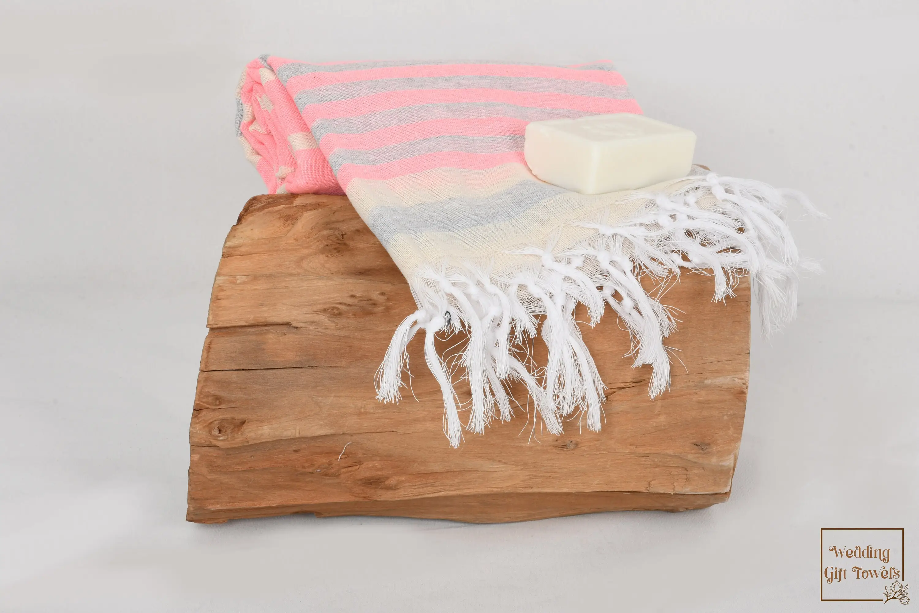 Striped Turkish Cotton Beach Towel Beige, 40x67 Inches - 1
