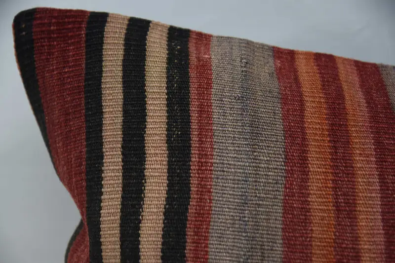 Cushion Case, Kilim Cushion Sham, Decorative Pillow Sham, Turkish Pillow, 20x28 Red Cushion Case, Turkish Kilim Pillow, Muted Pillow Sham - 2