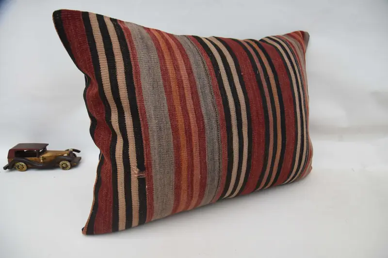 Cushion Case, Kilim Cushion Sham, Decorative Pillow Sham, Turkish Pillow, 20x28 Red Cushion Case, Turkish Kilim Pillow, Muted Pillow Sham - 3