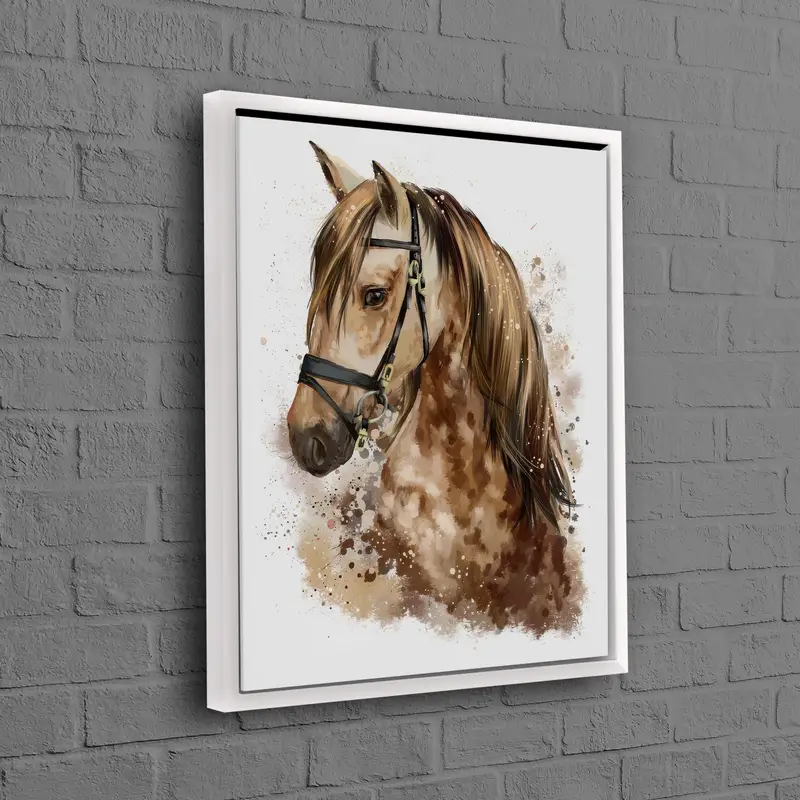モダンな抽象馬キャンバスプリント - 沿岸オフィス装飾