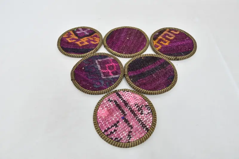 Posavasos redondos bohemios, posavasos de decoración de cocina morados y naranjas