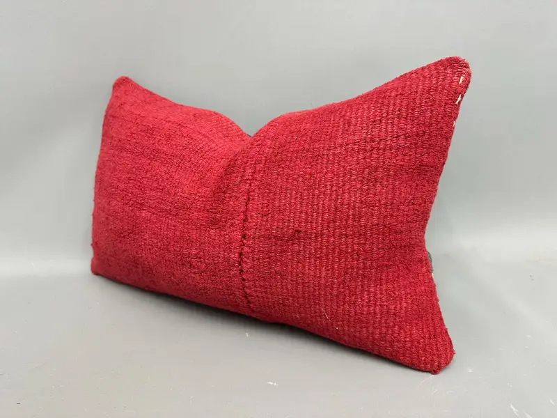 12x20 Red Cushion Case, Throw Kilim Pillow, Home Decor Pillow, Interior Designer Pillow, Cushion Case, Pattern Throw Cushion - 3