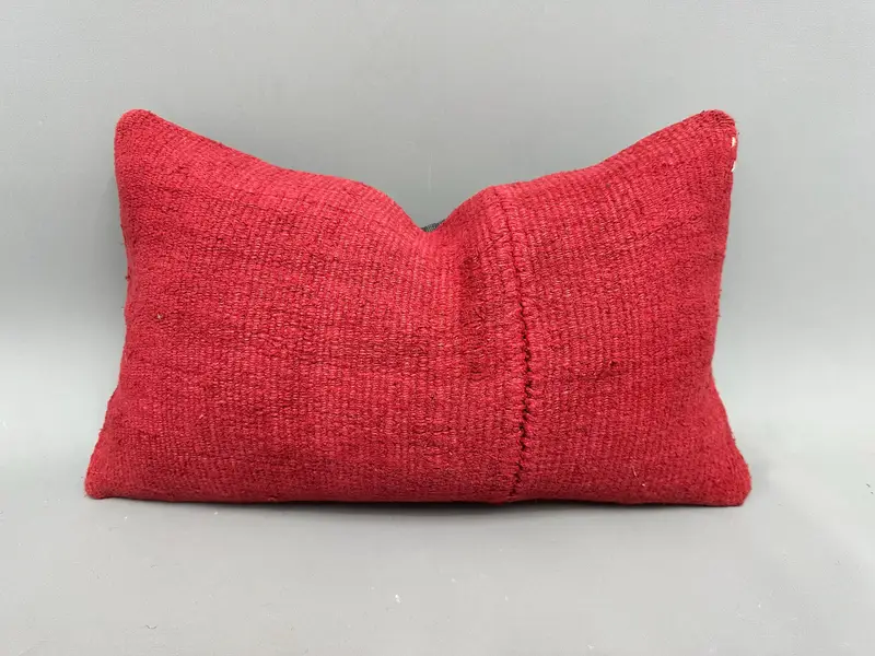 12x20 Red Cushion Case, Throw Kilim Pillow, Home Decor Pillow, Interior Designer Pillow, Cushion Case, Pattern Throw Cushion - 1