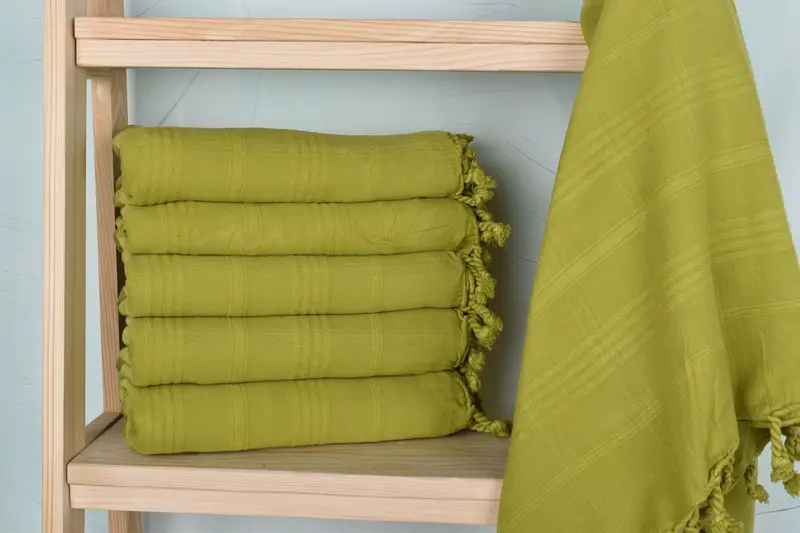 Personalized Green Cotton Towel Striped, 32x63 Inches