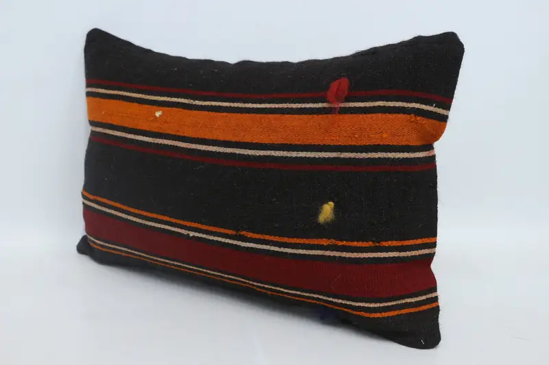 Farmhouse Pillow Sham, Authentic Pillow Sham, Antique Pillows, Turkish Kilim Pillow, Cushion Cover, Vintage Kilim Pillow, 16x24 Brown Cushion Case - 4