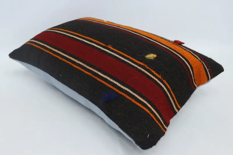 Farmhouse Pillow Sham, Authentic Pillow Sham, Antique Pillows, Turkish Kilim Pillow, Cushion Cover, Vintage Kilim Pillow, 16x24 Brown Cushion Case - 6